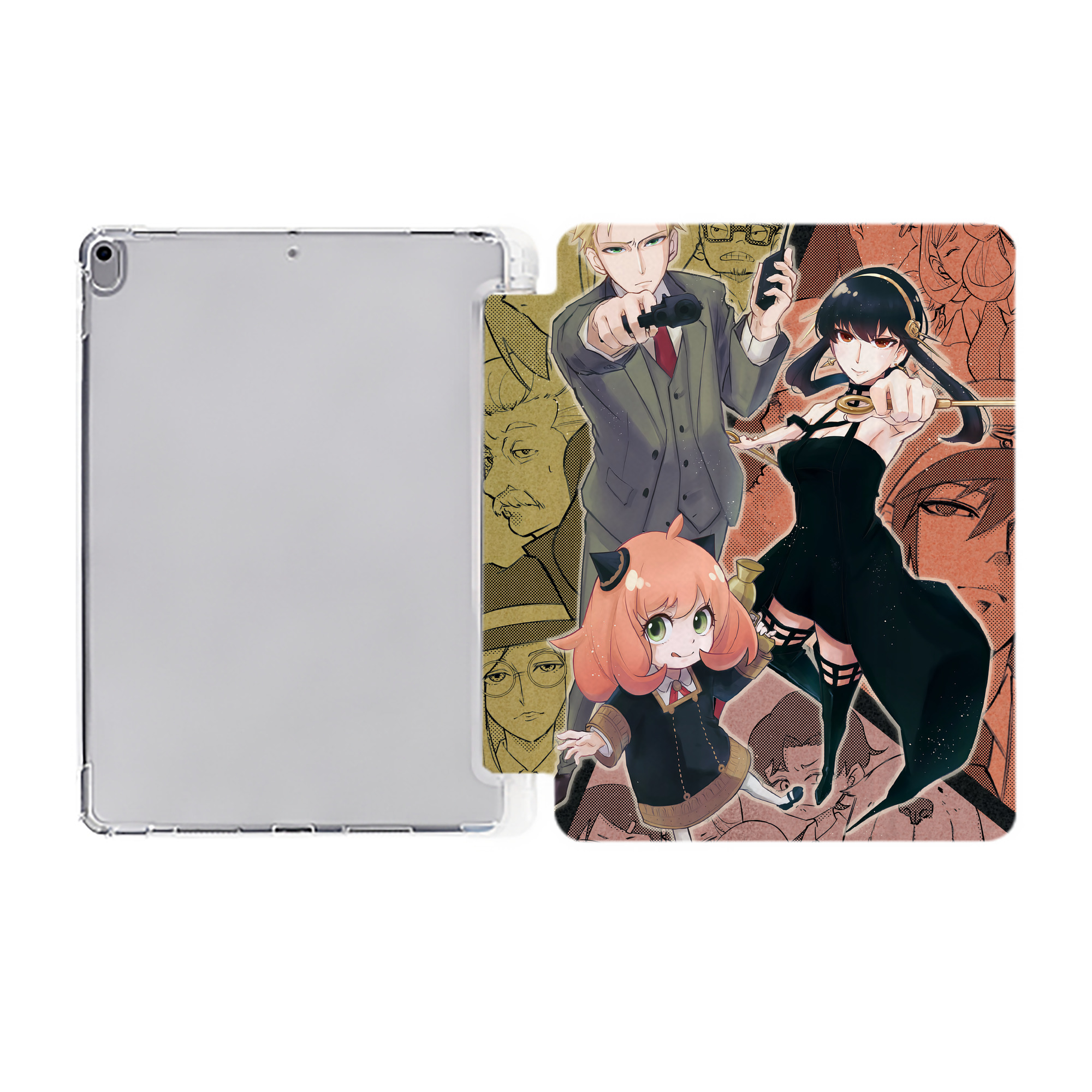 （画像用） SPY×FAMILY间谍家家酒 IPad ケース ペン収納付き 三つ折りスタンド PUレザー×シリコン 対応機種9.5/10.5/10.9インチ